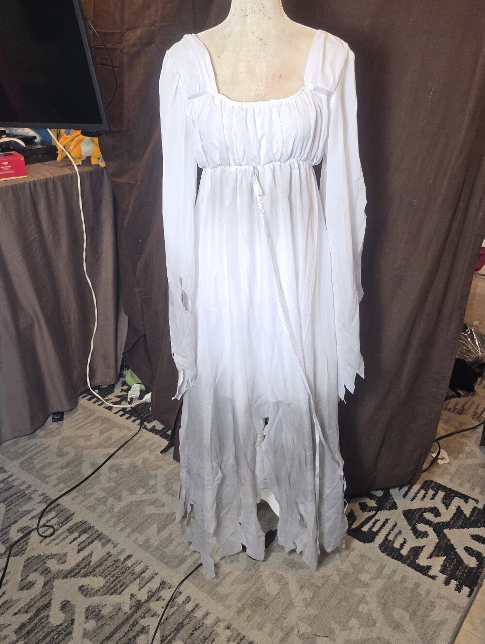 EraSpooky Womens L Gossamer Ghost Costume White Victorian Gothic Halloween - Picture 2 of 14